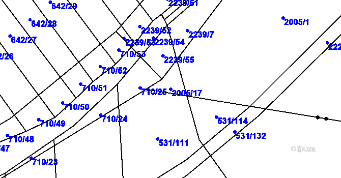 Parcela st. 2005/17 v KÚ Troubky, Katastrální mapa
