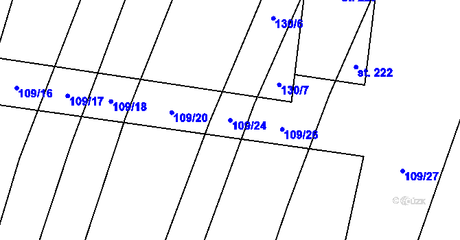 Parcela st. 109/24 v KÚ Troubky, Katastrální mapa