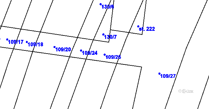 Parcela st. 109/26 v KÚ Troubky, Katastrální mapa