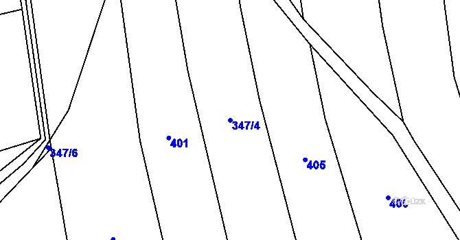 Parcela st. 347/4 v KÚ Troubky, Katastrální mapa
