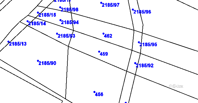 Parcela st. 459 v KÚ Troubky, Katastrální mapa