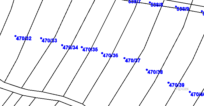 Parcela st. 470/36 v KÚ Troubky, Katastrální mapa