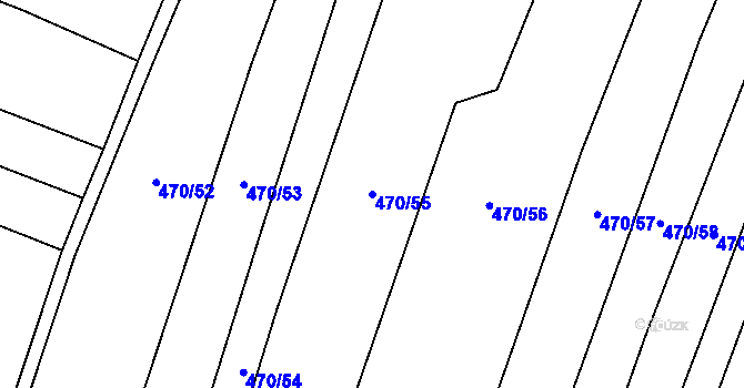 Parcela st. 470/55 v KÚ Troubky, Katastrální mapa