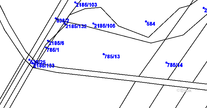 Parcela st. 785/13 v KÚ Troubky, Katastrální mapa