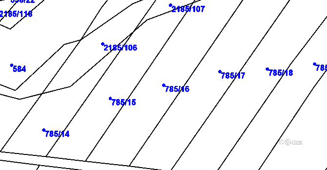 Parcela st. 785/16 v KÚ Troubky, Katastrální mapa