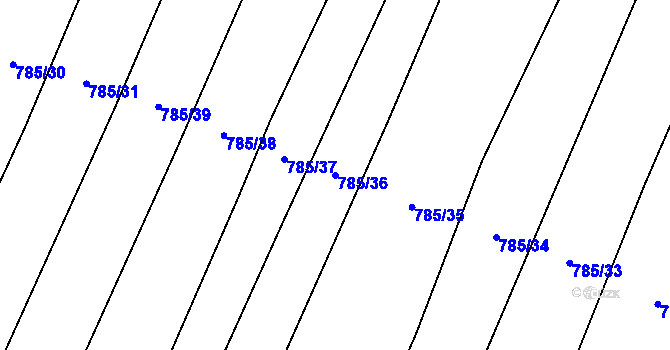 Parcela st. 785/36 v KÚ Troubky, Katastrální mapa