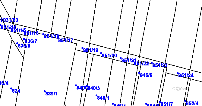 Parcela st. 851/20 v KÚ Troubky, Katastrální mapa