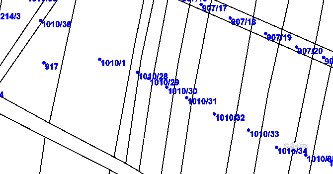 Parcela st. 1010/30 v KÚ Troubky, Katastrální mapa
