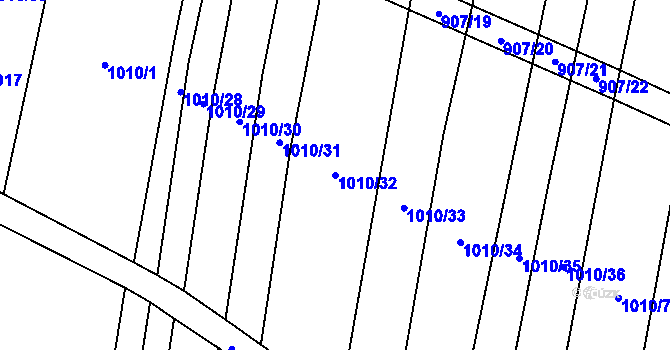 Parcela st. 1010/32 v KÚ Troubky, Katastrální mapa