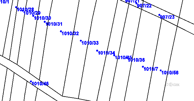 Parcela st. 1010/34 v KÚ Troubky, Katastrální mapa