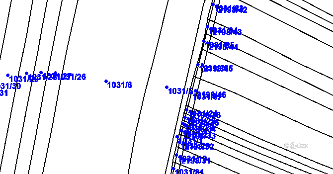 Parcela st. 1031/5 v KÚ Troubky, Katastrální mapa
