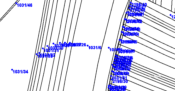 Parcela st. 1031/6 v KÚ Troubky, Katastrální mapa