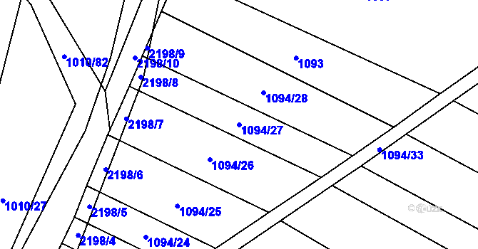 Parcela st. 1094/27 v KÚ Troubky, Katastrální mapa