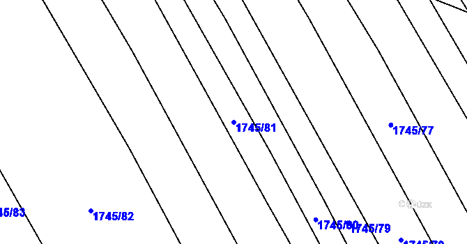Parcela st. 1745/81 v KÚ Troubky, Katastrální mapa