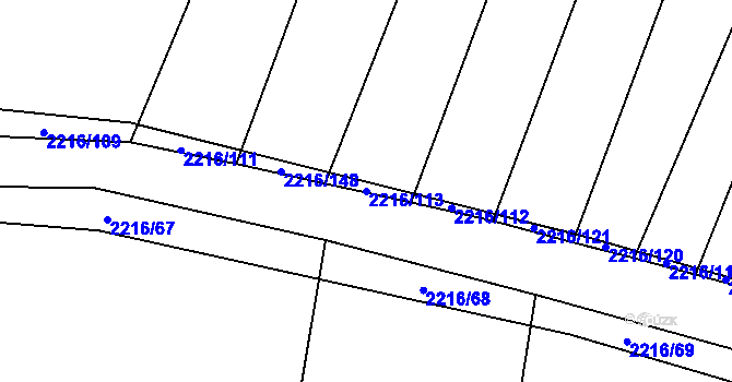 Parcela st. 2216/113 v KÚ Troubky, Katastrální mapa