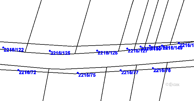 Parcela st. 2216/126 v KÚ Troubky, Katastrální mapa