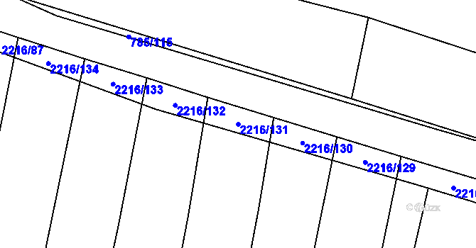 Parcela st. 2216/131 v KÚ Troubky, Katastrální mapa