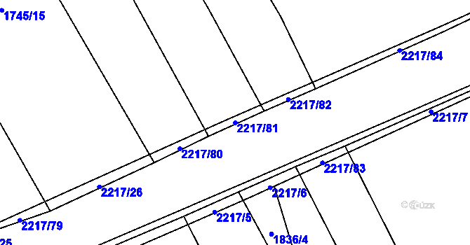 Parcela st. 2217/81 v KÚ Troubky, Katastrální mapa
