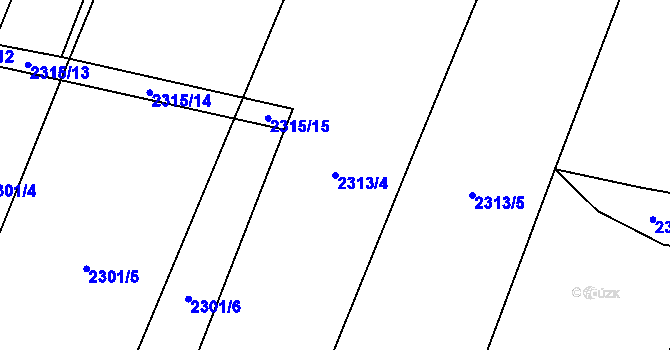 Parcela st. 2313/4 v KÚ Troubky, Katastrální mapa