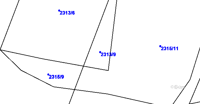 Parcela st. 2313/9 v KÚ Troubky, Katastrální mapa