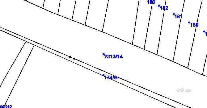 Parcela st. 2313/14 v KÚ Troubky, Katastrální mapa