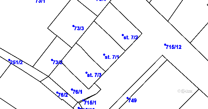 Parcela st. 7/1 v KÚ Zdislavice, Katastrální mapa