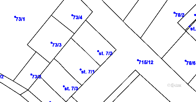 Parcela st. 7/2 v KÚ Zdislavice, Katastrální mapa
