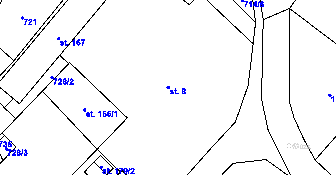 Parcela st. 8 v KÚ Zdislavice, Katastrální mapa