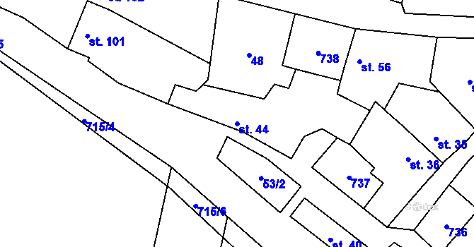 Parcela st. 44 v KÚ Zdislavice, Katastrální mapa
