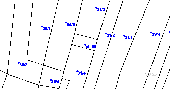 Parcela st. 69 v KÚ Zdislavice, Katastrální mapa