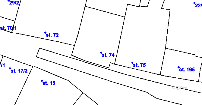 Parcela st. 74 v KÚ Zdislavice, Katastrální mapa