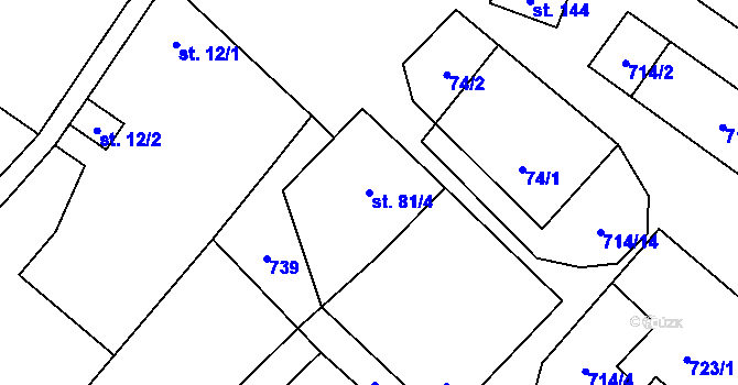 Parcela st. 81/4 v KÚ Zdislavice, Katastrální mapa