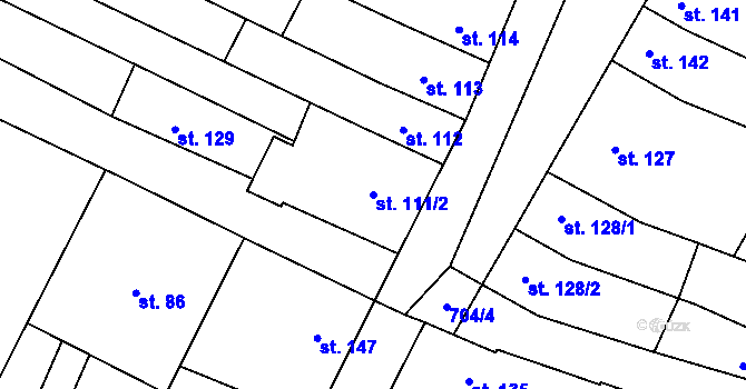 Parcela st. 111/2 v KÚ Zdislavice, Katastrální mapa