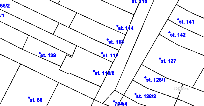 Parcela st. 112 v KÚ Zdislavice, Katastrální mapa
