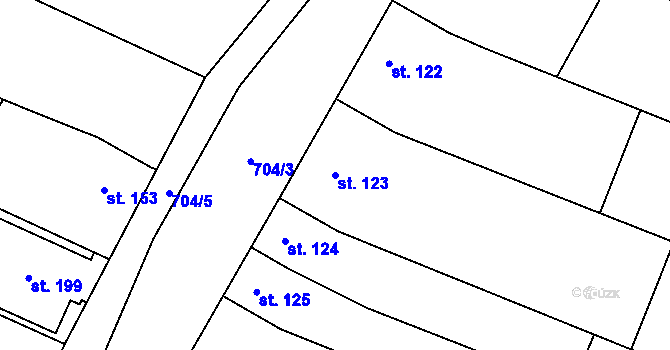 Parcela st. 123 v KÚ Zdislavice, Katastrální mapa