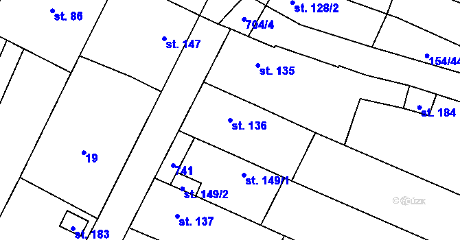 Parcela st. 136 v KÚ Zdislavice, Katastrální mapa