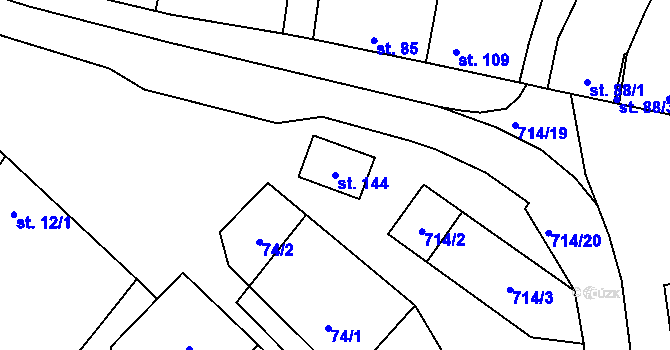 Parcela st. 144 v KÚ Zdislavice, Katastrální mapa