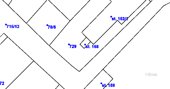 Parcela st. 168 v KÚ Zdislavice, Katastrální mapa