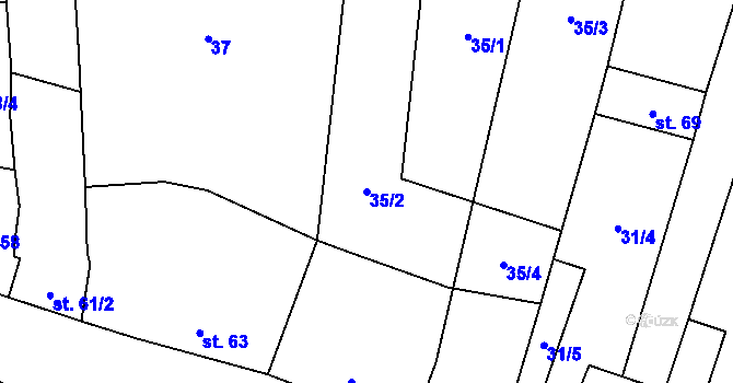 Parcela st. 35/2 v KÚ Zdislavice, Katastrální mapa