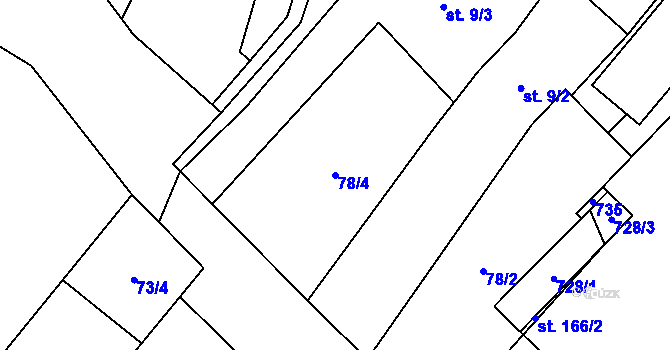 Parcela st. 78/4 v KÚ Zdislavice, Katastrální mapa