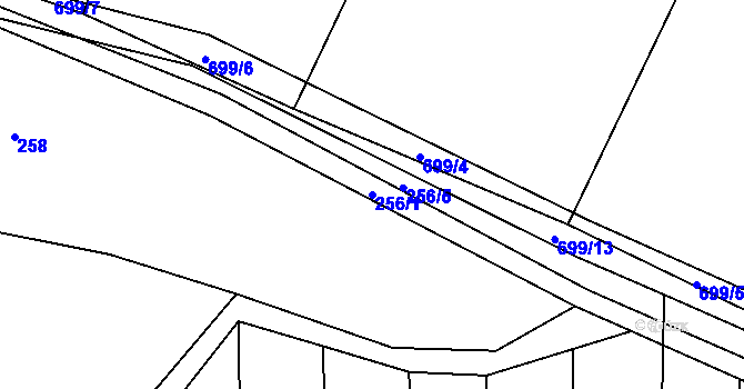 Parcela st. 256/1 v KÚ Zdislavice, Katastrální mapa
