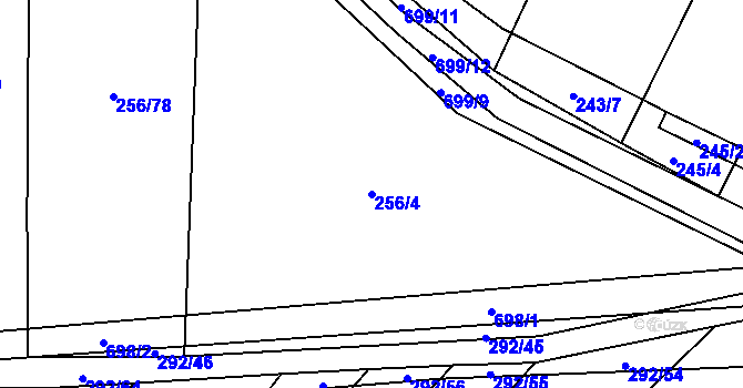 Parcela st. 256/4 v KÚ Zdislavice, Katastrální mapa