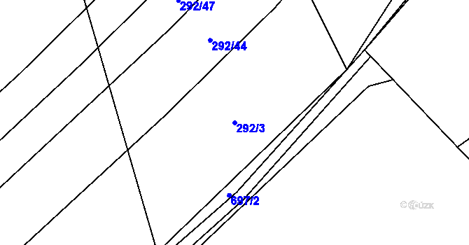 Parcela st. 292/3 v KÚ Zdislavice, Katastrální mapa