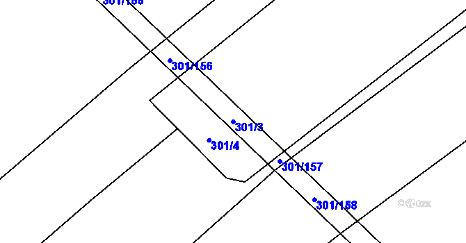Parcela st. 301/3 v KÚ Zdislavice, Katastrální mapa