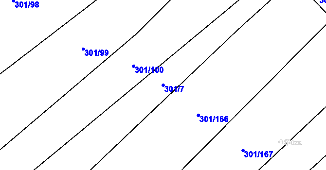 Parcela st. 301/7 v KÚ Zdislavice, Katastrální mapa
