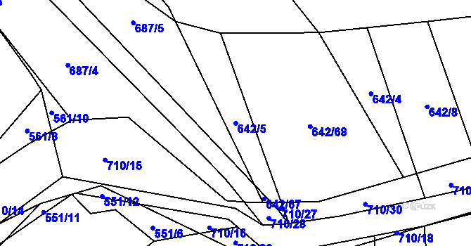 Parcela st. 642/5 v KÚ Zdislavice, Katastrální mapa