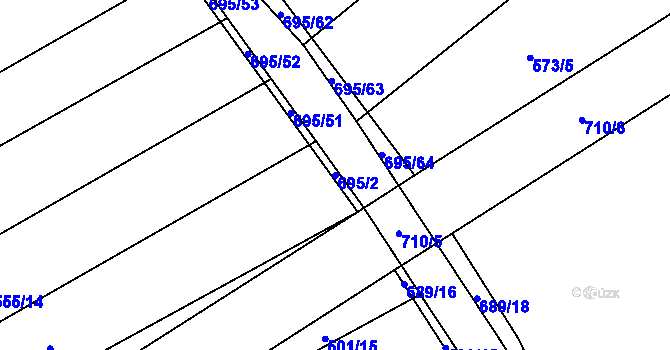 Parcela st. 695/2 v KÚ Zdislavice, Katastrální mapa