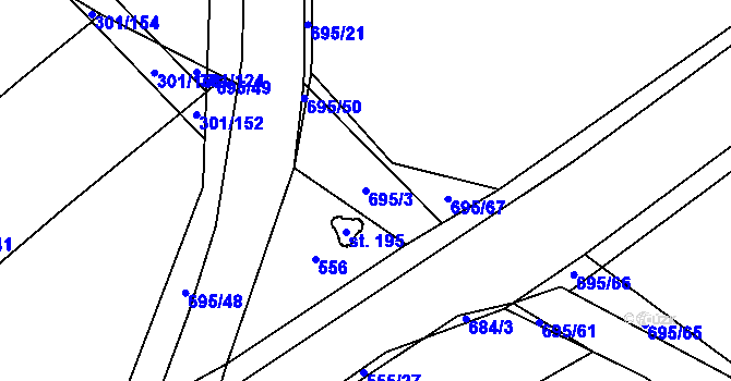 Parcela st. 695/3 v KÚ Zdislavice, Katastrální mapa