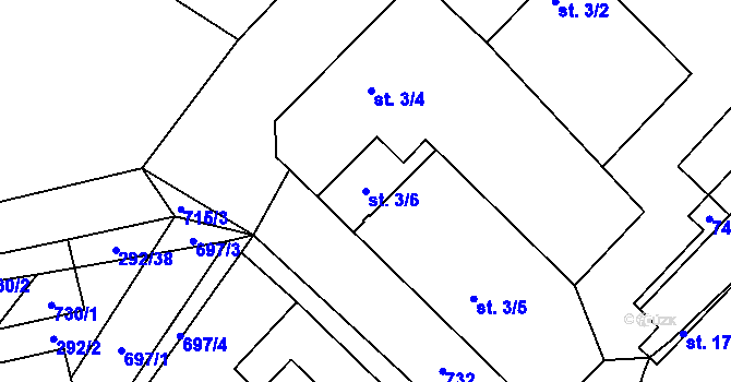 Parcela st. 3/6 v KÚ Zdislavice, Katastrální mapa