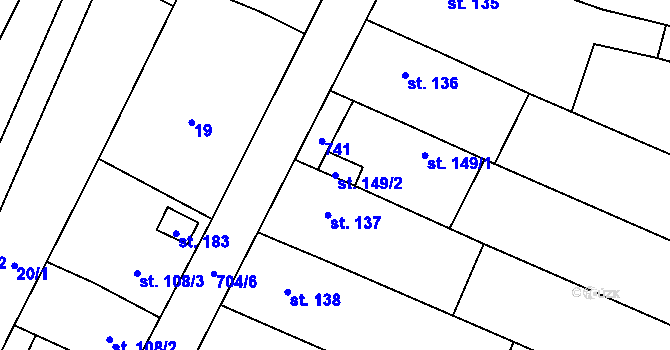 Parcela st. 149/2 v KÚ Zdislavice, Katastrální mapa